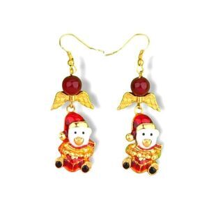 Gold Holiday Christmas Dangle Earrings